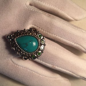 Vintage  Turquoise Gemstone 925 Sterling Silver Celtic Ring