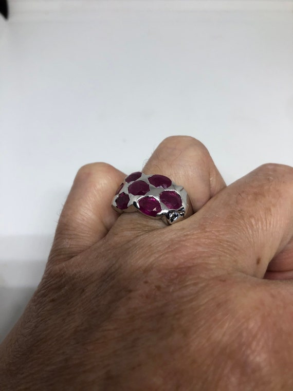 Vintage Handmade Pink Ruby Setting Sterling Silve… - image 7