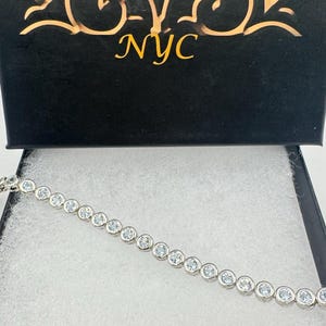 Vintage Silver Tennis Bracelet | Blue Topaz 925 Sterling Silver Tennis Bracelet
