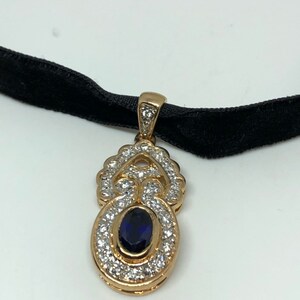 Vintage Handmade 925 Sterling Silver Gold  Sapphire Pendant