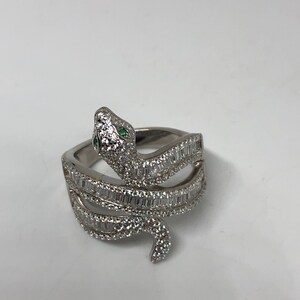 Vintage Snake Ring 925 Sterling Silver Crystal Size 9 - Etsy