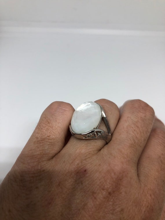 Vintage Mother of Pearl 925 Sterling Silver Ring - image 6