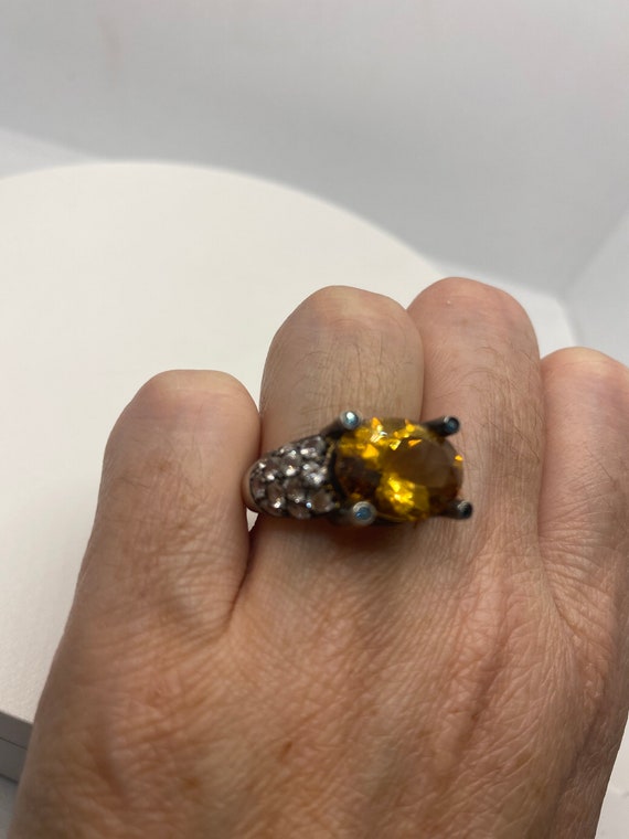 Vintage Golden Citrine 925 Sterling Silver Cockta… - image 7