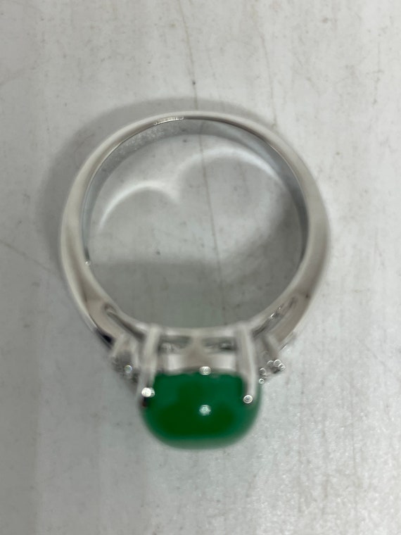 Vintage Lucky Green Nephrite Jade Ring - image 4