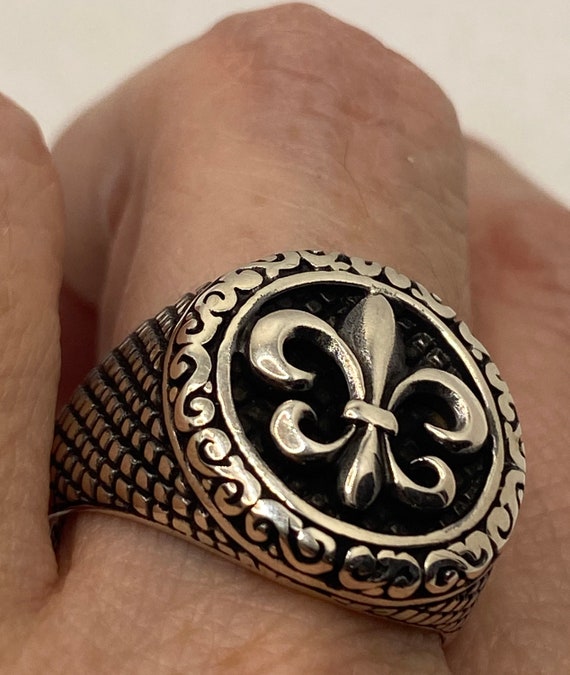 Vintage Gothic Silver Sterling Silver Fleur De Lis Mens Ring - Etsy