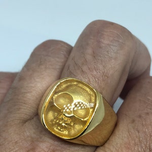 Vintage Gothic Golden Stainless Steel Skull Mens Ring - Etsy