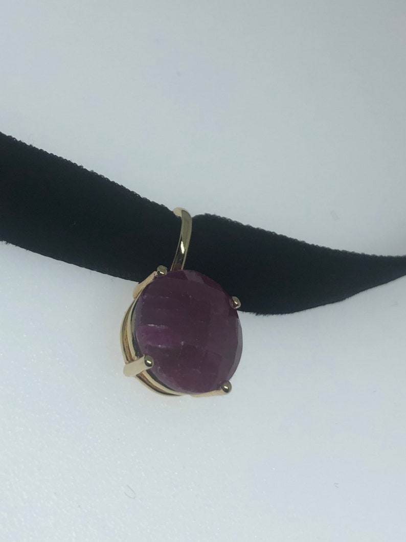 Vintage Handmade 925 Sterling Silver Gold Rhodium Finish Ruby Pendant