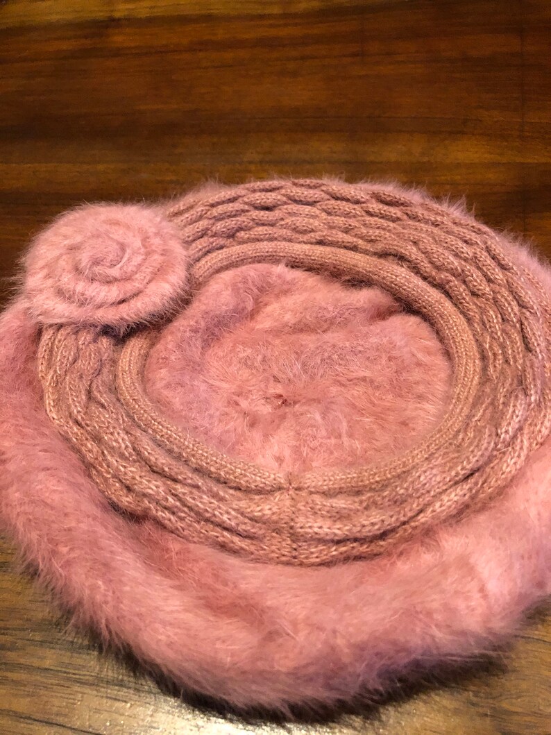 Vintage Wool angora 10 in Beret Hat image 3