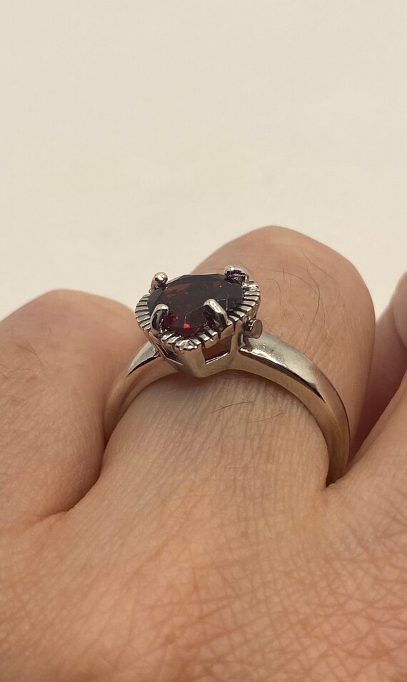 Vintage Red Bohemian Garnet Ring 925 Sterling Sil… - image 2