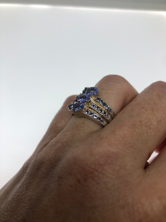 Vintage Handmade Blue Tanzanite and Iolite Settin… - image 2