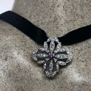 Vintage Handmade Sterling Silver Pink Tourmaline Blue Topaz Cross Pendant