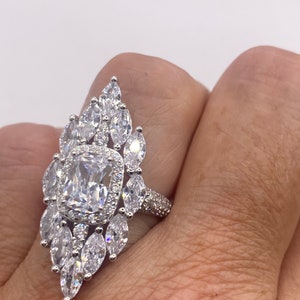 Vintage Cubic Zirconia Crystal Sterling Silver Ring Size 6