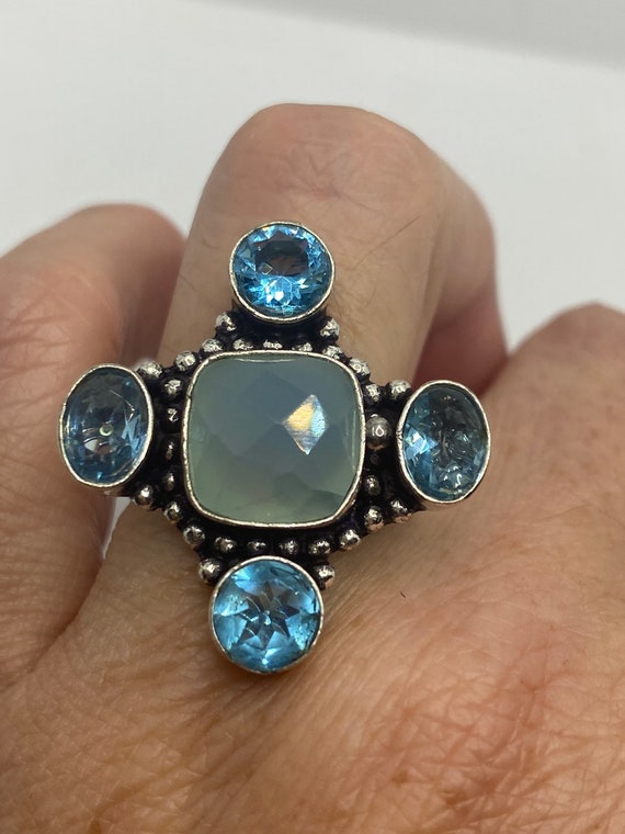 Vintage Blue Chalcedony Blue Topaz Ring