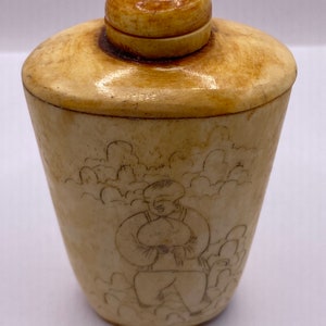 Vintage Hand carved Bone Bottle Snuff Perfume Flask