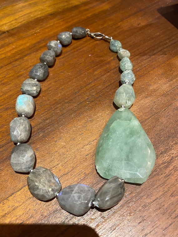 Vintage Genuine Labradorite Aventurine Gemstone N… - image 1