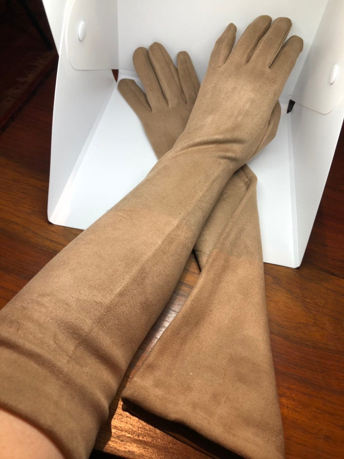 Long suede gloves ladies deals