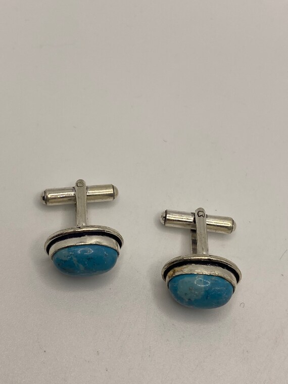 Vintage Blue Larimar Cuff Links - image 1