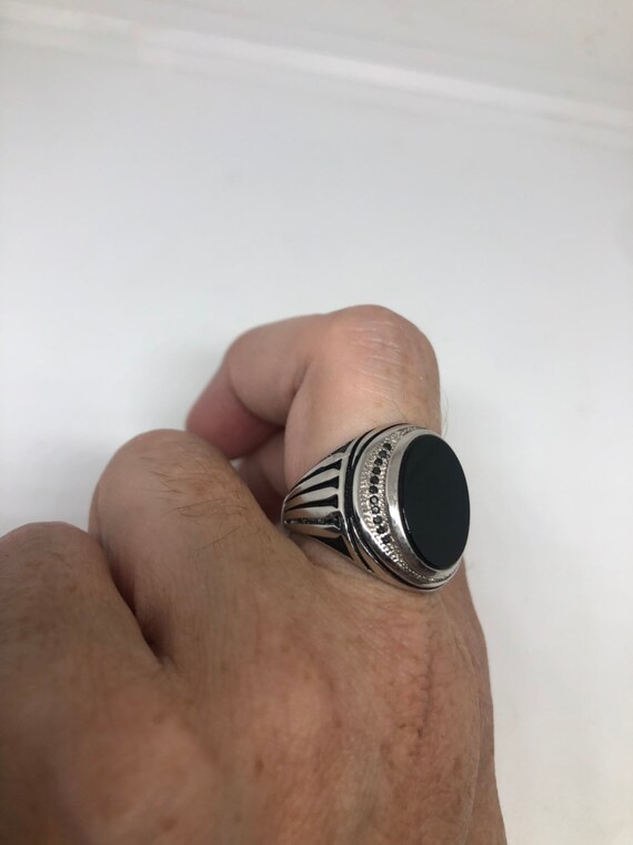 Vintage Gothic 925 Sterling Silver Genuine Black Onyx Mens Ring - Etsy
