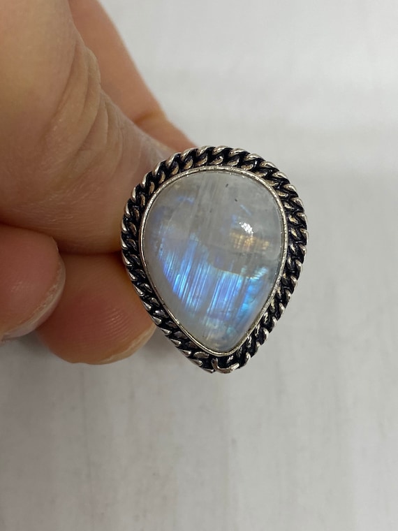 Vintage Genuine Rainbow Moonstone Ring - image 1