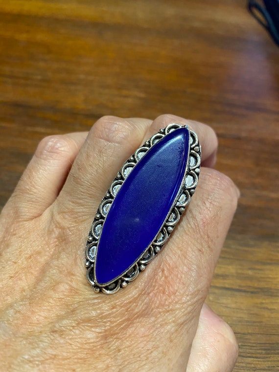 Vintage Blue Genuine Lapis Lazuli Ring Size 9 - image 6