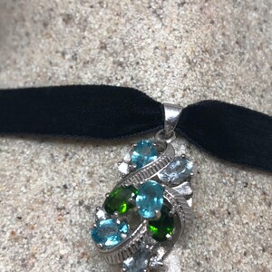 Vintage Genuine Deep Blue Topaz 925 Sterling Silver Necklace Pendant
