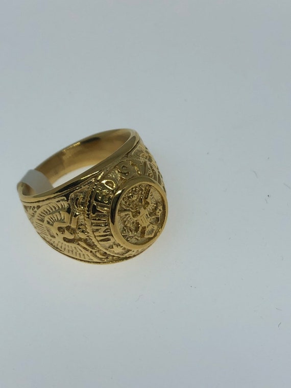 Vintage Mens Golden US Army Military Ring - image 2