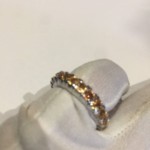Vintage Handmade Golden Genuine Citrine 925 Sterling Silver Gothic Ring