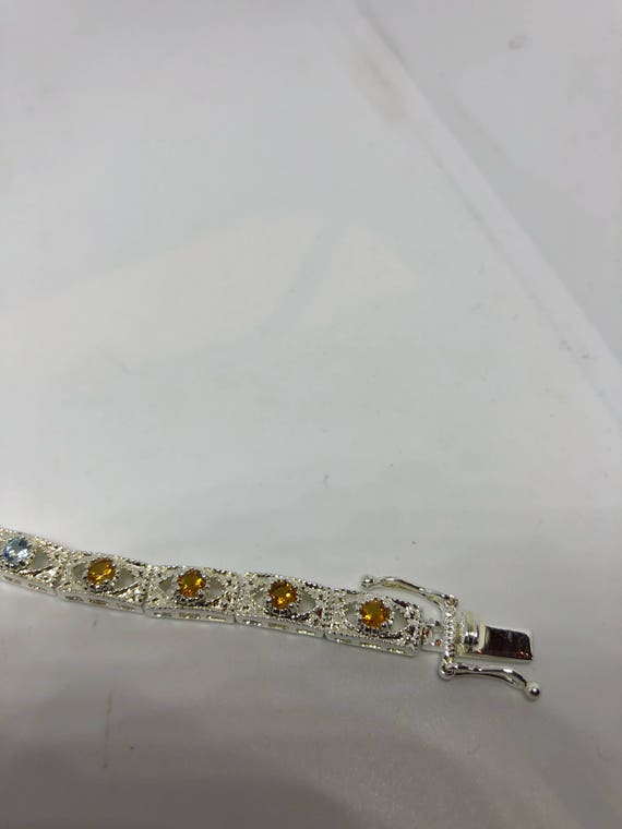 Vintage Silver Tennis Bracelet | Garnet Amethyst … - image 8