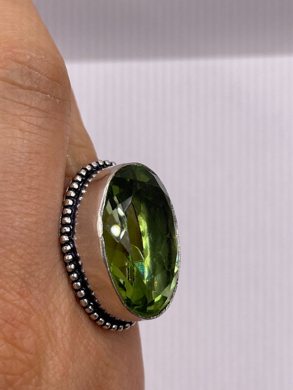 Vintage Green Antique Glass Cocktail Ring - image 4