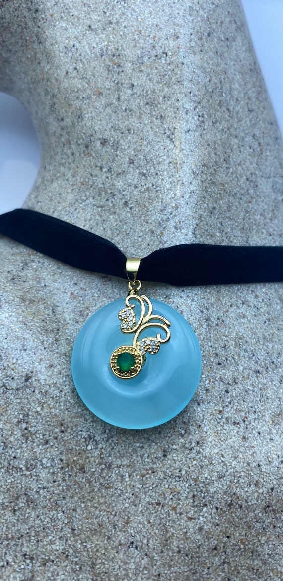 Vintage Aqua Chalcedony Choker Necklace