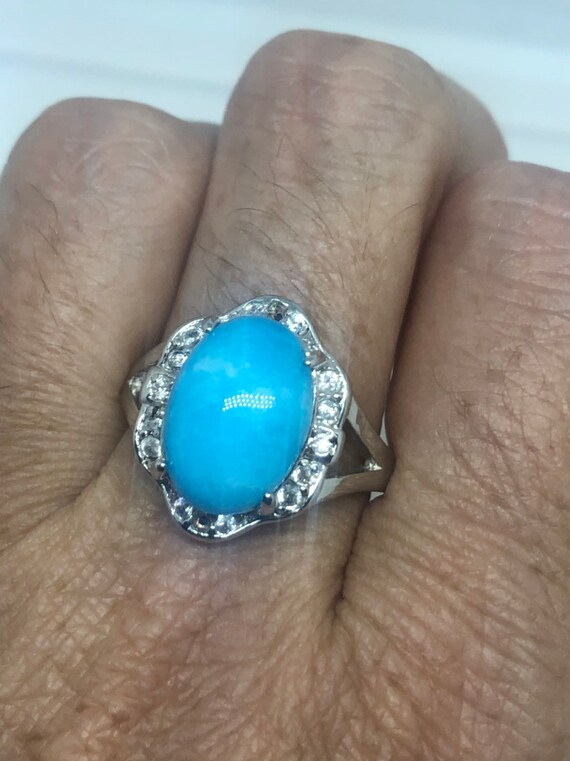 Vintage Blue Genuine Larimr Adjustable Ring - image 4