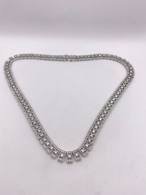 Vintage Clear Chrystal 925 Sterling Silver Collar 