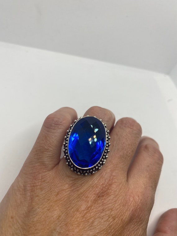 Vintage Blue Art Glass Ring - image 1