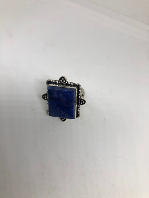 Vintage Blue Genuine Lapis Lazuli Cocktail Ring - image 9