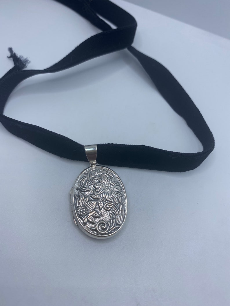 Vintage Locket Choker 925 Sterling Silver Necklace - Etsy