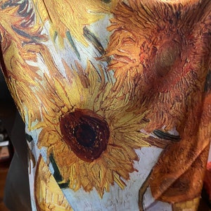 Vintage Sunflower Impressionist Silky Scarf Wrap