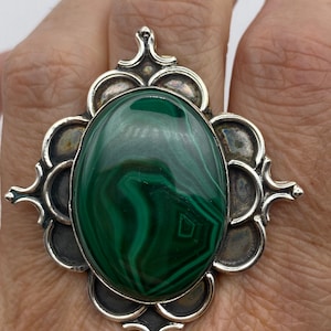 Vintage malachite Ring Size 7.5