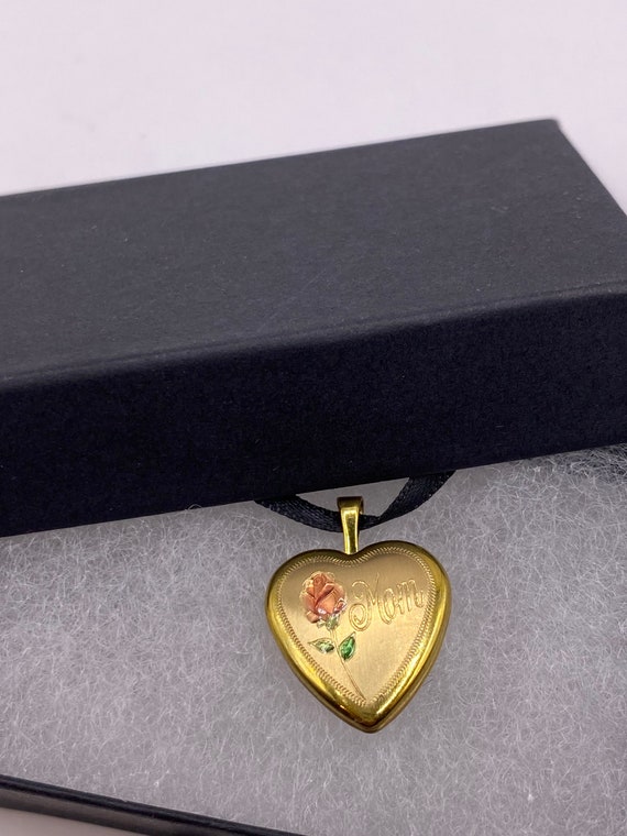 Vintage Heart Mom Locket Choker Gold Filled Neckl… - image 7