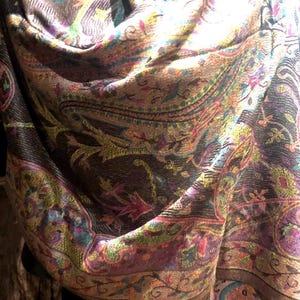 Black Vintage Paisley Brocade Pashmina Scarf Wrap Shawl