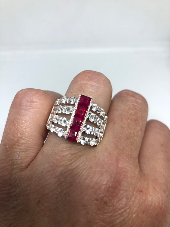 Vintage Handmade Pink Ruby and White Sapphire Set… - image 3