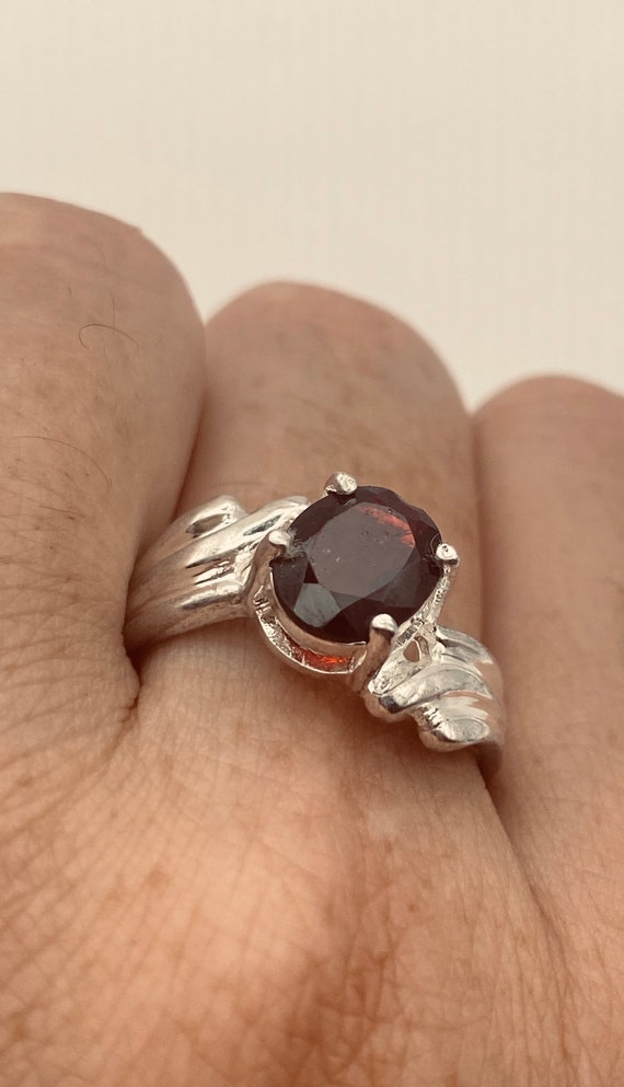 Vintage Red Bohemian Garnet Ring 925 Sterling Sil… - image 2
