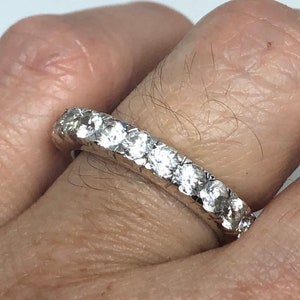 Vintage Clear White Sapphire 925 Sterling Silver Wedding band Ring