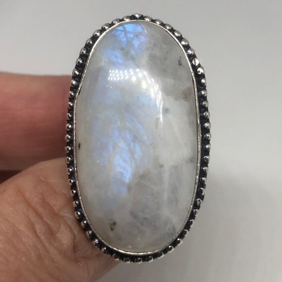 Vintage Blue White Rainbow Moonstone Silver Cockt… - image 7