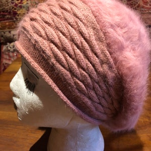 Vintage Wool angora 10 in Beret Hat image 6