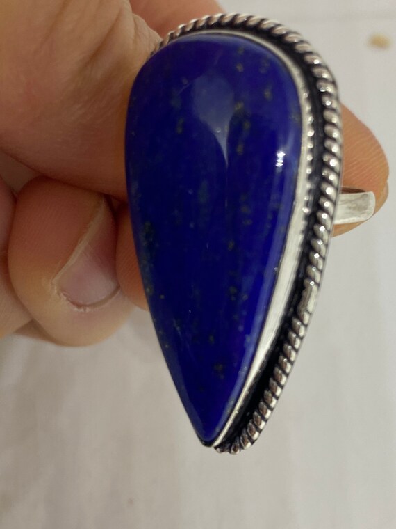 Vintage Blue Genuine Lapis Lazuli Ring Size 7 - image 4