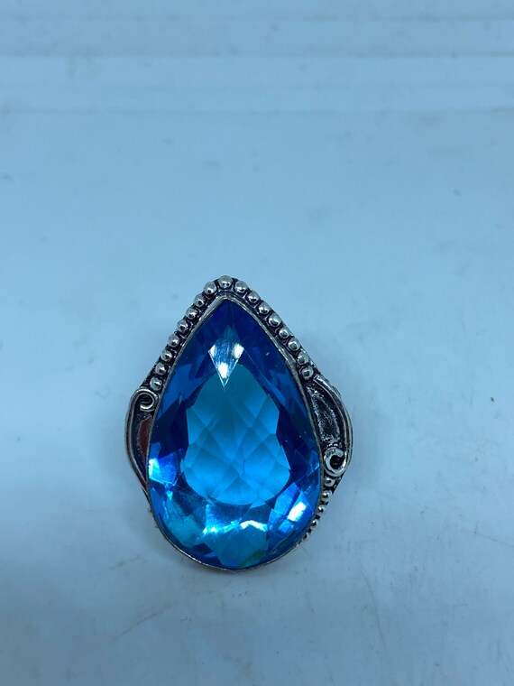 Vintage Aquamarine Vintage Art Glass Deco Ring - image 5