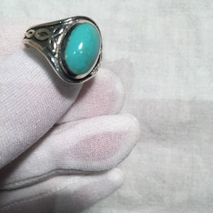 Vintage  Turquoise Gemstone 925 Sterling Silver Celtic Ring