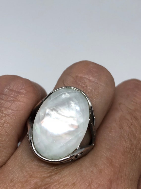 Vintage Mother of Pearl 925 Sterling Silver Ring - image 10