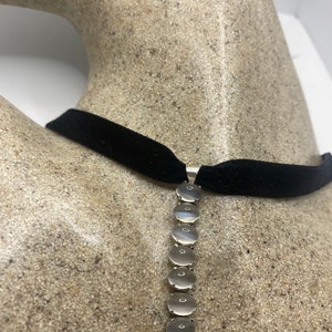 Vintage 925 Sterling Silver Moonstone Pendant Necklace Choker