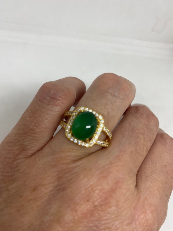 Vintage Lucky Green Nephrite Jade heart ring